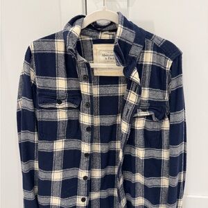 Abercrombie & Fitch Blue and Cream Plaid Shirt